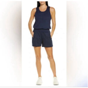 Women's Sweaty Betty Gary Navy Sleeveless Romper XXL Athleisure Comfy